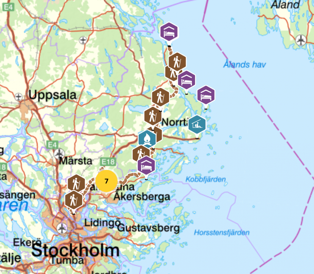 karta över Roslagsleden